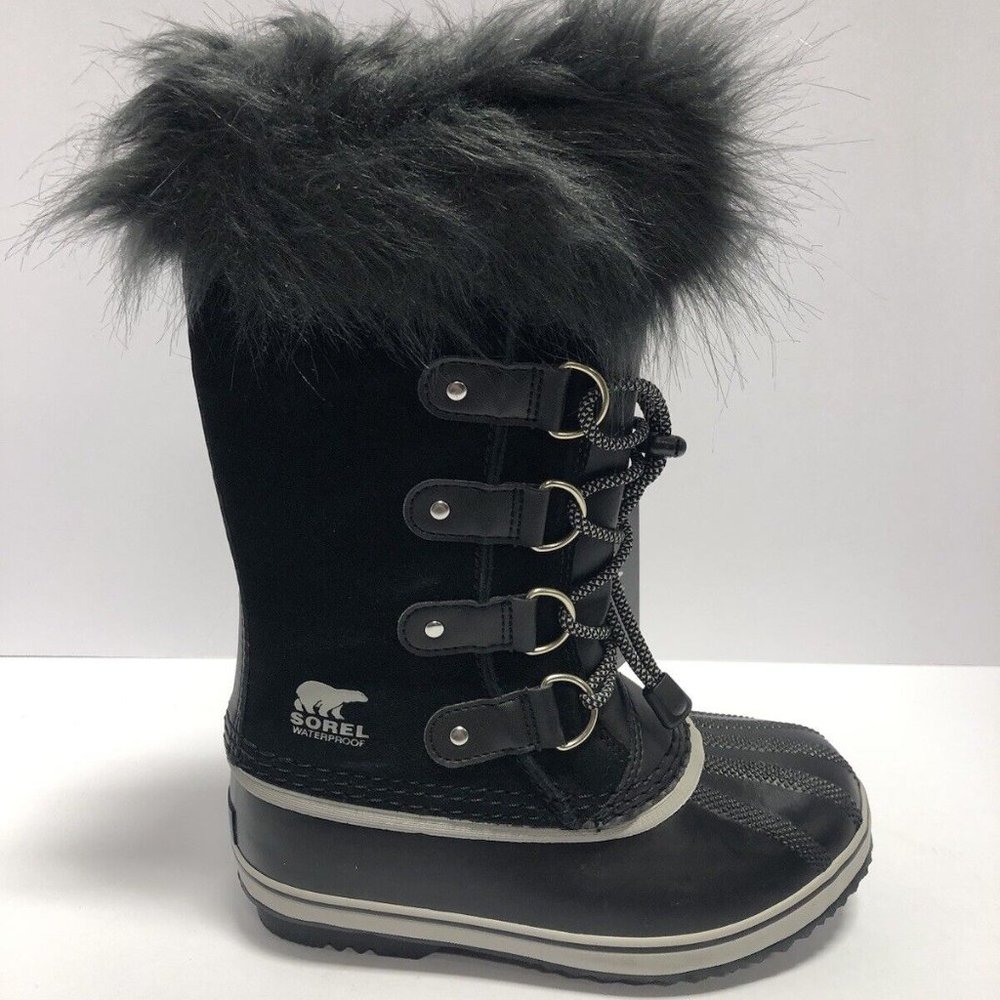EUC Sorel Youth Joan Of Arctic Waterproof Black Winter Boots, Kids’ Size 2M